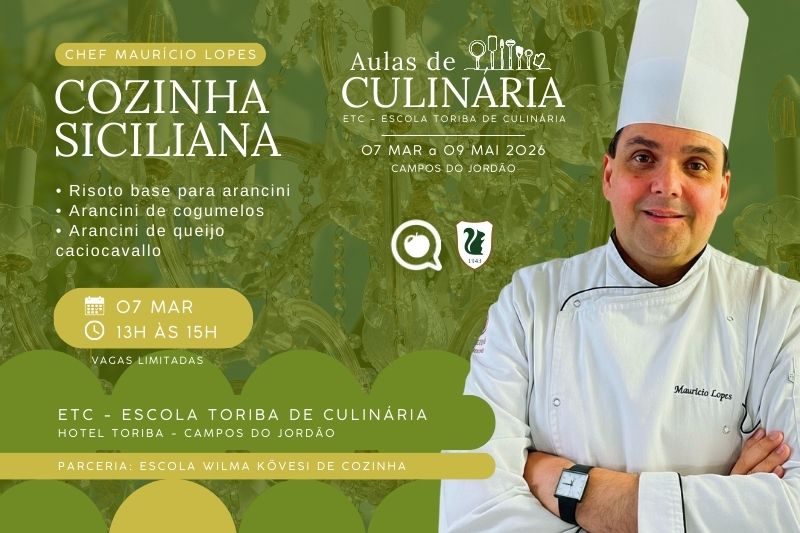 Aulas de Culinária Toriba e Chef Maurício Lopes, da Wilma Kovesi de Cozinha - Hotel Toriba em Campos do Jordão