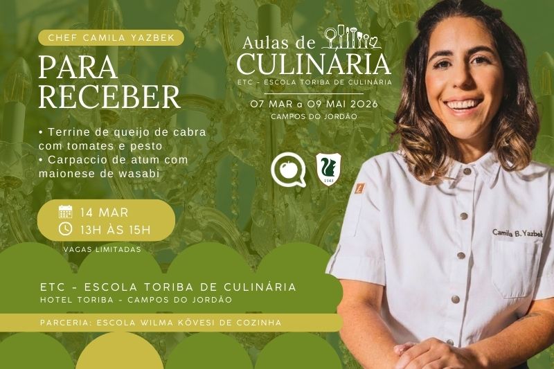 Aulas de Culinária Toriba e Chef Camila Yazbek, da Wilma Kovesi de Cozinha - Hotel Toriba em Campos do Jordão