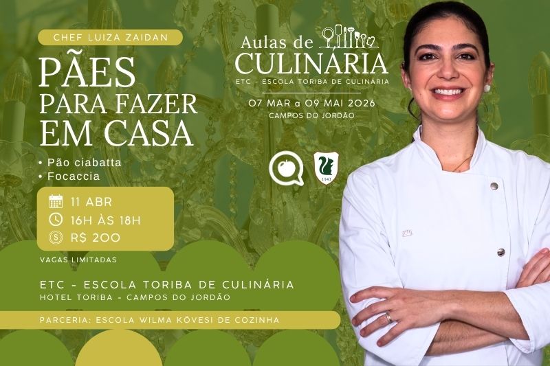 Aulas de Culinária Toriba e Chef Luiza Zaidan, da Wilma Kovesi de Cozinha - Hotel Toriba em Campos do Jordão
